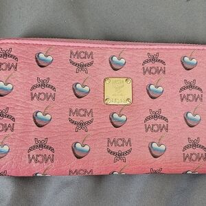 MCM Pink Cherry Pattern Clutch